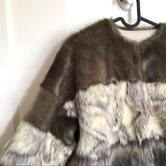Zara Multi-color Contrasting Faux Fur Jacket Coat - Picture 7 of 15
